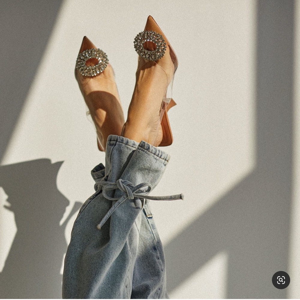 Zara Brown Heels with Crystal Embellishment